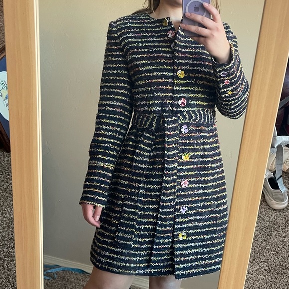 CAbi navy tweed trench coat - size 4 - Picture 2 of 15